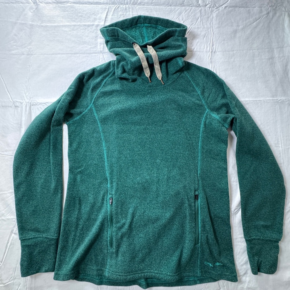 Noble Outfitters Tug-Free Cowl Neck Fleece Pullover Green Womens Medium 21576